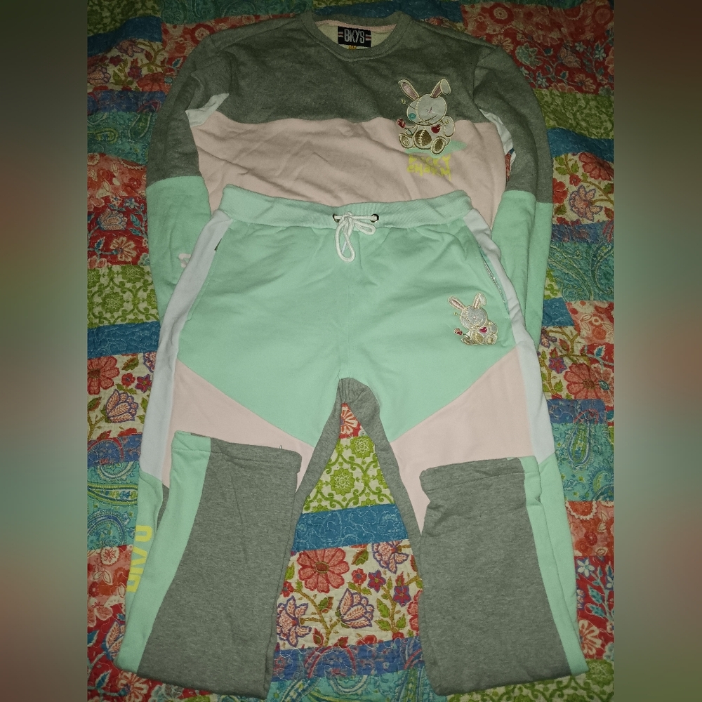 Lucky Brand Green and Gray Sweatset